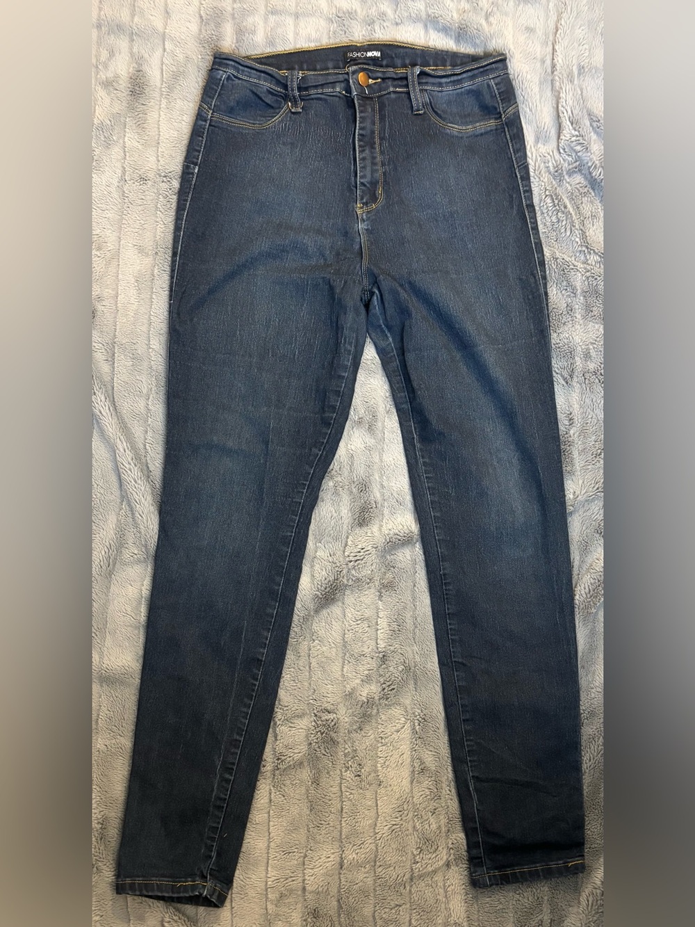 Fashion Nova Women's Dark Denim Jeggings with Contrast Stitching size 15